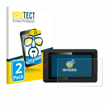 Parte frontale di una confezione del prodotto con il logo del marchio BROTECT. Accanto è raffigurato il dispositivo XP-Pen Art