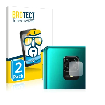 Parte frontale di una confezione del prodotto con il logo del marchio BROTECT. Accanto è raffigurato il dispositivo Xiaomi Red