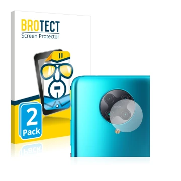 Parte frontale di una confezione del prodotto con il logo del marchio BROTECT. Accanto è raffigurato il dispositivo Xiaomi Poc