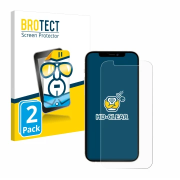 Parte frontale di una confezione del prodotto con il logo del marchio BROTECT. Accanto è raffigurato il dispositivo Apple iPho