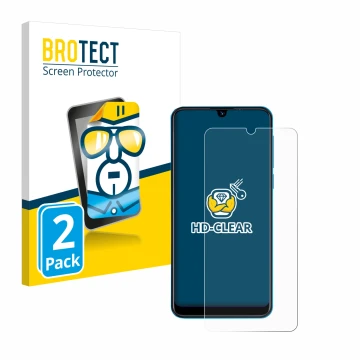 Parte frontale di una confezione del prodotto con il logo del marchio BROTECT. Accanto è raffigurato il dispositivo Beafon M6 