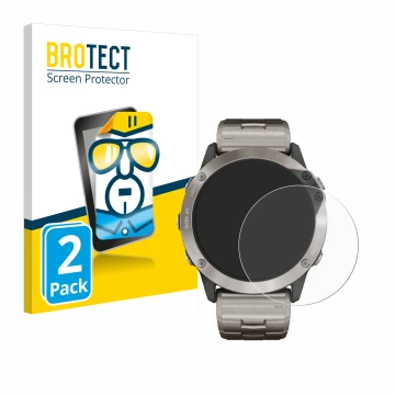 Parte frontale di una confezione del prodotto con il logo del marchio BROTECT. Accanto è raffigurato il dispositivo Garmin qua
