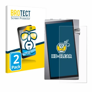 Parte frontale di una confezione del prodotto con il logo del marchio BROTECT. Accanto è raffigurato il dispositivo Astell&Ker