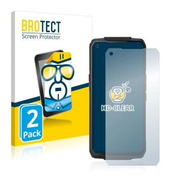 Parte frontale di una confezione del prodotto con il logo del marchio BROTECT. Accanto è raffigurato il dispositivo Oukitel WP