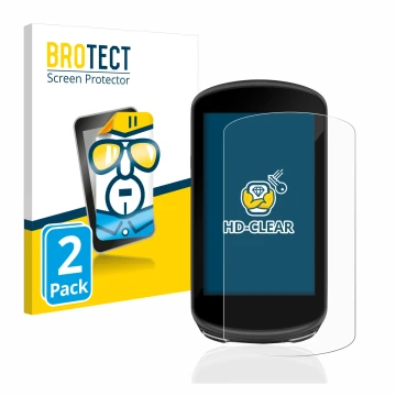 Parte frontale di una confezione del prodotto con il logo del marchio BROTECT. Accanto è raffigurato il dispositivo Garmin Edg