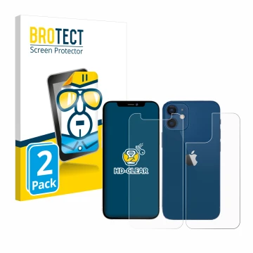 Parte frontale di una confezione del prodotto con il logo del marchio BROTECT. Accanto è raffigurato il dispositivo Apple iPho