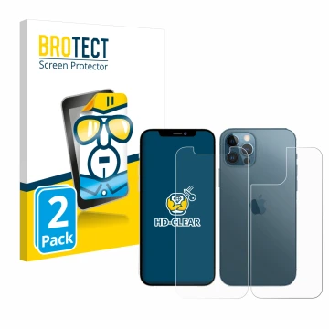 Parte frontale di una confezione del prodotto con il logo del marchio BROTECT. Accanto è raffigurato il dispositivo Apple iPho