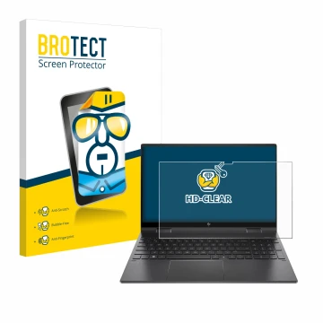 Parte frontale di una confezione del prodotto con il logo del marchio BROTECT. Accanto è raffigurato il dispositivo HP Envy x3
