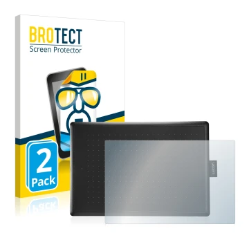 Parte frontale di una confezione del prodotto con il logo del marchio BROTECT. Accanto è raffigurato il dispositivo Wacom One 