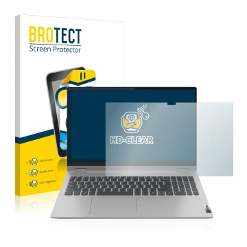 Parte frontale di una confezione del prodotto con il logo del marchio BROTECT. Accanto è raffigurato il dispositivo Lenovo Ide