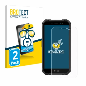 Parte frontale di una confezione del prodotto con il logo del marchio BROTECT. Accanto è raffigurato il dispositivo Ulefone Ar