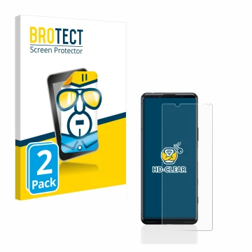 Parte frontale di una confezione del prodotto con il logo del marchio BROTECT. Accanto è raffigurato il dispositivo Sony Xperi