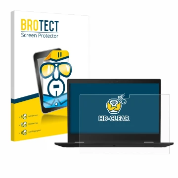 Parte frontale di una confezione del prodotto con il logo del marchio BROTECT. Accanto è raffigurato il dispositivo Lenovo Thi