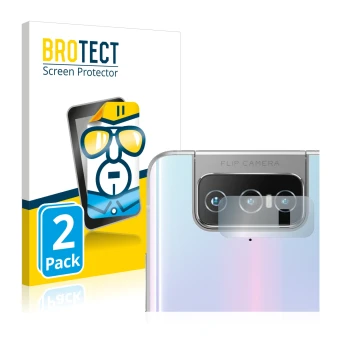 Parte frontale di una confezione del prodotto con il logo del marchio BROTECT. Accanto è raffigurato il dispositivo ASUS Zenfo