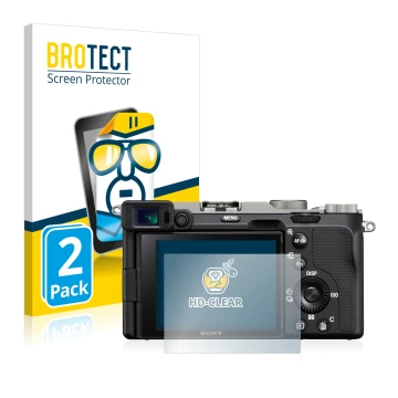Parte frontale di una confezione del prodotto con il logo del marchio BROTECT. Accanto è raffigurato il dispositivo Sony Alpha