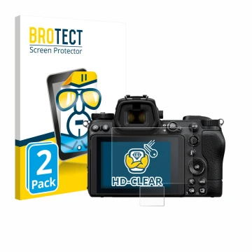 Parte frontale di una confezione del prodotto con il logo del marchio BROTECT. Accanto è raffigurato il dispositivo Nikon Z 6 