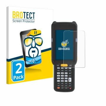 Parte frontale di una confezione del prodotto con il logo del marchio BROTECT. Accanto è raffigurato il dispositivo Zebra MC33