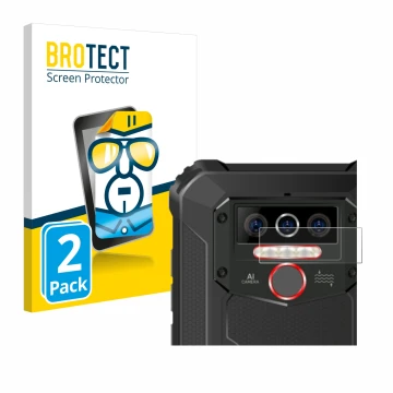 Parte frontale di una confezione del prodotto con il logo del marchio BROTECT. Accanto è raffigurato il dispositivo Oukitel WP