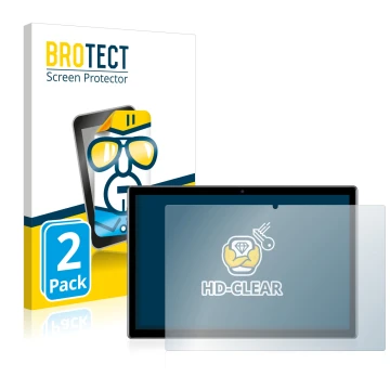 Parte frontale di una confezione del prodotto con il logo del marchio BROTECT. Accanto è raffigurato il dispositivo Teclast P2