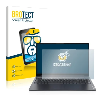 Parte frontale di una confezione del prodotto con il logo del marchio BROTECT. Accanto è raffigurato il dispositivo Lenovo Yog