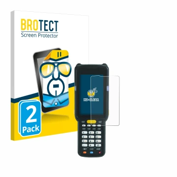 Parte frontale di una confezione del prodotto con il logo del marchio BROTECT. Accanto è raffigurato il dispositivo Zebra MC33