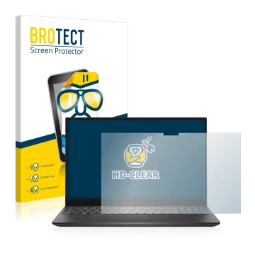 Parte frontale di una confezione del prodotto con il logo del marchio BROTECT. Accanto è raffigurato il dispositivo Dell Inspi