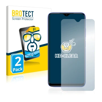 Parte frontale di una confezione del prodotto con il logo del marchio BROTECT. Accanto è raffigurato il dispositivo Xiaomi Red