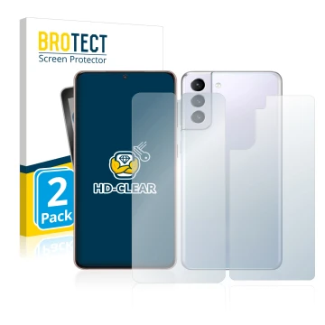 Parte frontale di una confezione del prodotto con il logo del marchio BROTECT. Accanto è raffigurato il dispositivo Samsung Ga