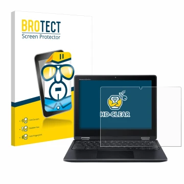 Parte frontale di una confezione del prodotto con il logo del marchio BROTECT. Accanto è raffigurato il dispositivo Acer Chrom