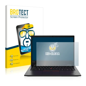 Parte frontale di una confezione del prodotto con il logo del marchio BROTECT. Accanto è raffigurato il dispositivo Lenovo Thi