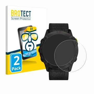Parte frontale di una confezione del prodotto con il logo del marchio BROTECT. Accanto è raffigurato il dispositivo Garmin End