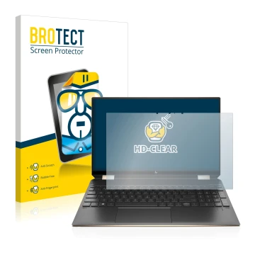 Parte frontale di una confezione del prodotto con il logo del marchio BROTECT. Accanto è raffigurato il dispositivo HP Spectre