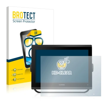 Parte frontale di una confezione del prodotto con il logo del marchio BROTECT. Accanto è raffigurato il dispositivo Garmin GPS