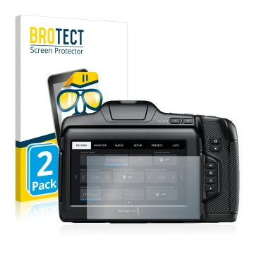 Parte frontale di una confezione del prodotto con il logo del marchio BROTECT. Accanto è raffigurato il dispositivo Blackmagic
