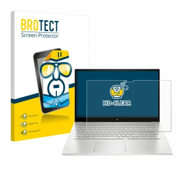 Parte frontale di una confezione del prodotto con il logo del marchio BROTECT. Accanto è raffigurato il dispositivo HP Envy 17