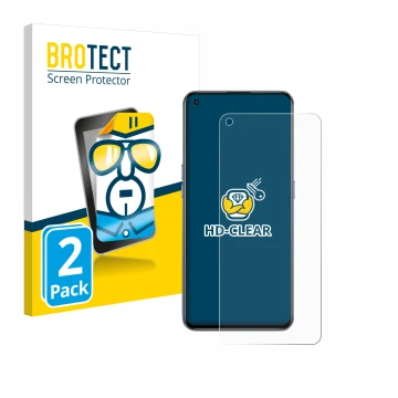 Parte frontale di una confezione del prodotto con il logo del marchio BROTECT. Accanto è raffigurato il dispositivo realme GT 