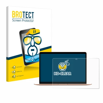 Parte frontale di una confezione del prodotto con il logo del marchio BROTECT. Accanto è raffigurato il dispositivo Apple MacB