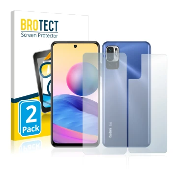 Parte frontale di una confezione del prodotto con il logo del marchio BROTECT. Accanto è raffigurato il dispositivo Xiaomi Red