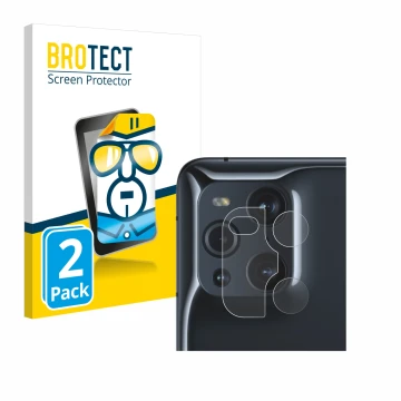 Parte frontale di una confezione del prodotto con il logo del marchio BROTECT. Accanto è raffigurato il dispositivo Oppo Find 