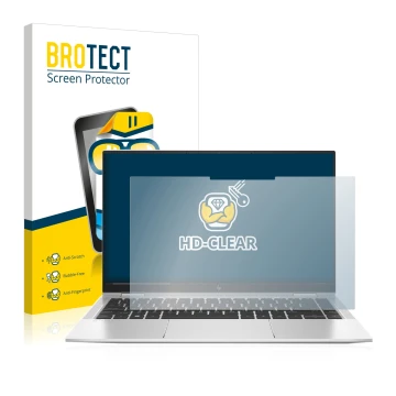 Parte frontale di una confezione del prodotto con il logo del marchio BROTECT. Accanto è raffigurato il dispositivo HP Elitebo