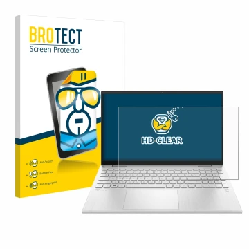 Parte frontale di una confezione del prodotto con il logo del marchio BROTECT. Accanto è raffigurato il dispositivo HP Pavilio