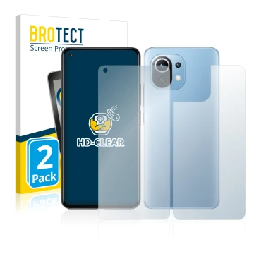 Parte frontale di una confezione del prodotto con il logo del marchio BROTECT. Accanto è raffigurato il dispositivo Xiaomi Mi 
