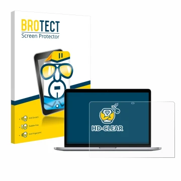 Parte frontale di una confezione del prodotto con il logo del marchio BROTECT. Accanto è raffigurato il dispositivo Apple MacB