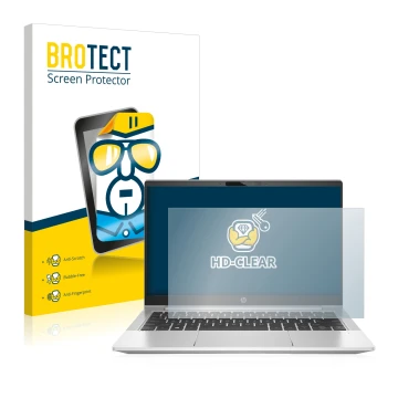 Parte frontale di una confezione del prodotto con il logo del marchio BROTECT. Accanto è raffigurato il dispositivo HP ProBook