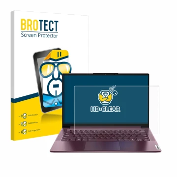 Parte frontale di una confezione del prodotto con il logo del marchio BROTECT. Accanto è raffigurato il dispositivo Lenovo Yog