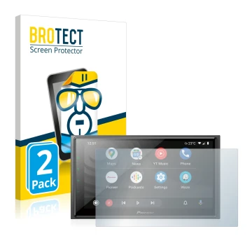 Parte frontale di una confezione del prodotto con il logo del marchio BROTECT. Accanto è raffigurato il dispositivo Pioneer SP