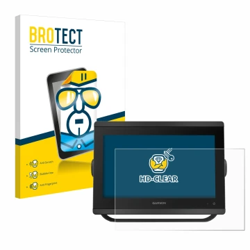 Parte frontale di una confezione del prodotto con il logo del marchio BROTECT. Accanto è raffigurato il dispositivo Garmin GPS