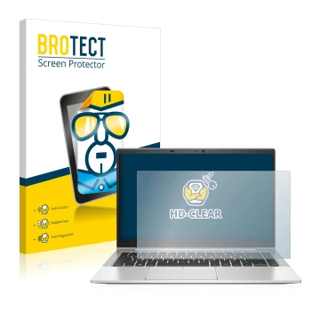 Parte frontale di una confezione del prodotto con il logo del marchio BROTECT. Accanto è raffigurato il dispositivo HP EliteBo