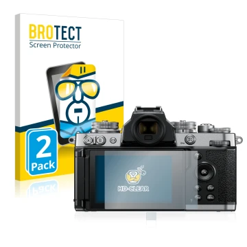 Parte frontale di una confezione del prodotto con il logo del marchio BROTECT. Accanto è raffigurato il dispositivo Nikon Z fc