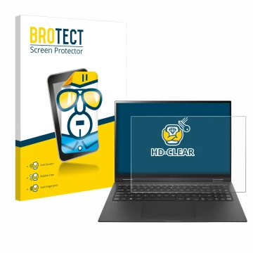 Parte frontale di una confezione del prodotto con il logo del marchio BROTECT. Accanto è raffigurato il dispositivo LG gram 16
